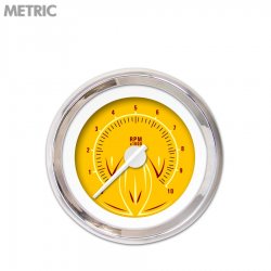 Tach Ga. - Pinstripe II Yellow, Wht Mod Nedl, Chrome Trm Rings Style Kit DIY - Part Number: GAR2120ZMXIABCD