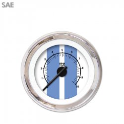 Tach Ga. - Cobra White, Black Mod Needles, Chrome Trim Rings Style Kit DIY - Part Number: GAR2121ZEXIABCC