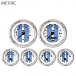 6 Ga. Set w/ emblem Metric Cobra White, Black Mod Nedl, Chrom Trm Rngs~ Kit DIY - Part Number: GAR2121ZMARABCC