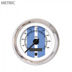 Speedo Ga. - Metric Cobra White, Black Mod Nedl, Chrome Trm Rings Style Kit DIY - Part Number: GAR2121ZMXHABCC