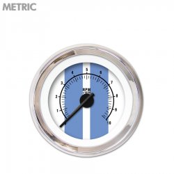 Tach Ga. - Cobra White, Black Mod Needles, Chrome Trim Rings Style Kit DIY - Part Number: GAR2121ZMXIABCC