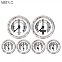 6 Ga. Set w/ emblem Metric Cobra Grey, Black Mod Nedl, Chrom Trm Rngs~ Kit DIY - Part Number: GAR2124ZMARABCC