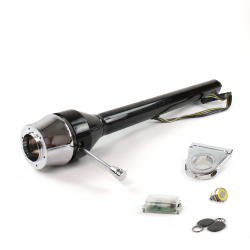 Roadster Column Black 3.5" Drop 6 Hole Push Button YL w/ RFID - Part Number: HEXCB3XXX0356PYL1