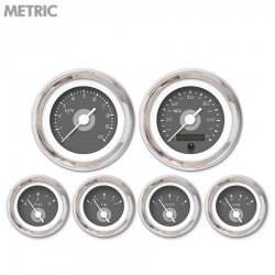 6 Ga. Set - Metric DECO XT Grey, Wht Vintage Nedl, Chrom Trm Rings~Style Kit DIY - Part Number: GAR213ZMXRABAD