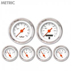 6 Ga. Set w/emblem-Metric DECO XT Wht, Or Vintage Nedl, Chrom Trm Rngs~ Kit DIY - Part Number: GAR214ZMARABAH