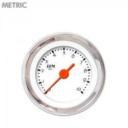 Tach Ga. - DECO XT White, Org Vintage Needles, Chrome Trim Rings Style Kit DIY - Part Number: GAR214ZMXIABAH