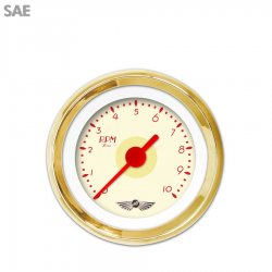 Tach Ga. w/ emblem - DECO XT Tan, Rd Vintage Nedl, Gold Trm Rings~Style Kit DIY - Part Number: GAR216ZEAIAAAE