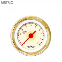 Tach Ga. w/ emblem - DECO XT Tan, Rd Vintage Nedl, Gold Trm Rings~Style Kit DIY - Part Number: GAR216ZMAIAAAE