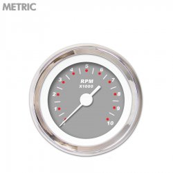 Tach Ga. - Mod Rod Grey, Wht Vintage Needles, Chrome Trm Rings Style Kit DIY - Part Number: GAR217ZMXIABAD