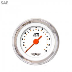 Tach Ga. w/ emblem - Mod Rod Wht, Or Vintage Nedl, Chrom Trm Rings~Style Kit DIY - Part Number: GAR220ZEAIABAH