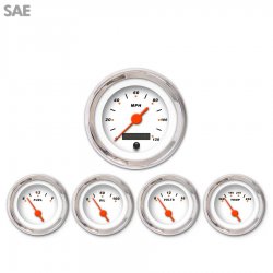 5 Ga. Set - SAE Mod Rod Wht, Or Vintage Nedl, Chrome Trm Rings Style Kit DIY - Part Number: GAR220ZEXQABAH