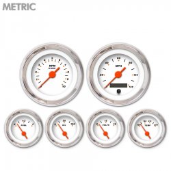 6 Ga. Set - Metric Mod Rod Wht, Or Vintage Nedl, Chrome Trm Rings~Style Kit DIY - Part Number: GAR220ZMXRABAH