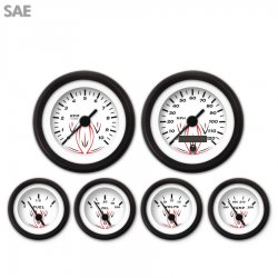 6 Ga. Set - SAE Pinstripe Wht, Black Vintage Nedl, Black Trm Rings Style Kit DIY - Part Number: GAR222ZEXRACAC