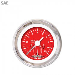 Tach Ga. w/ emblem - Pinstripe Rd, Wht Vintage Nedl, Chrom Trm Rngs~Style Kit - Part Number: GAR223ZEAIABAD