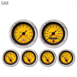 6 Ga. Set w/ebm-SAE Pinstripe Yellow, Black Vintage Nedl, Chrom Rngs~ Kit DIY - Part Number: GAR225ZEARABAC