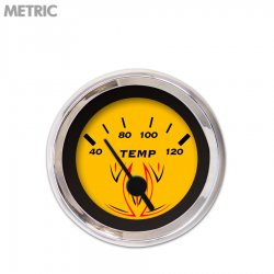 H2O Temp Ga. - Metric Pinstripe Yellow, Black Vintage Nedl, Chrom Trm Rngs~ Kit - Part Number: GAR225ZMXLABAC