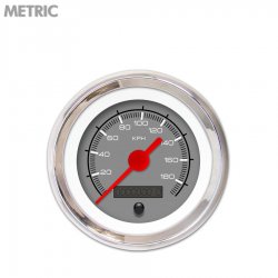 Speedo Ga. - Metric Comp Gry, Rd Vintage Nedl, Chrome Trm Rings Style Kit DIY - Part Number: GAR229ZMXHABAE