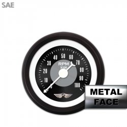 Tach Ga. w/ emblem Amer Classic Black Face, White Classic Needles, Black Bezels - Part Number: GAR22ZEAIACBD