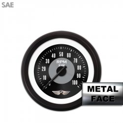 Tach w/ emblem American Classic Black Face, Black Modern Needles, Black Bezels - Part Number: GAR22ZEAIACCC