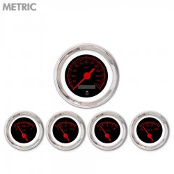 5 Ga. Set - Metric Comp Rd Txt, Black, Rd Vintage Nedl, Chrom Trm Rngs~ Kit DIY - Part Number: GAR230ZMXQABAE