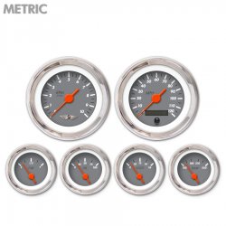 6 Ga. Set w/ emblem - Metric Marker Gry, Or Vintage Nedl, Chrom Trm Rngs~ Kit - Part Number: GAR234ZMARABAH