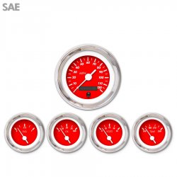 5 Ga. Set - SAE Marker Rd, White Vintage Nedl, Chrome Trm Rings Style Kit DIY - Part Number: GAR235ZEXQABAD