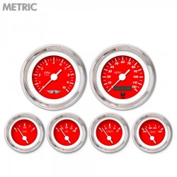 6 Ga. Set w/ emblem - Metric Marker Rd, Wht Vintage Nedl, Chrom Trm Rngs~ Kit - Part Number: GAR235ZMARABAD