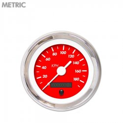 Speedo Ga. - Metric Marker Rd, Wht Vintage Nedl, Chrome Trm Rings~Style Kit DIY - Part Number: GAR235ZMXHABAD
