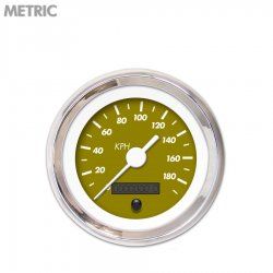 Speedo Ga. - Metric Marker Gn, Wht Vintage Nedl, Chrome Trm Rings~Style Kit DIY - Part Number: GAR236ZMXHABAD