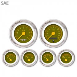 6 Ga. Set w/ emblem - SAE Omega Olive, Yellow Mod Nedl, Chrom Trm Rngs~ Kit DIY - Part Number: GAR241ZEARABCI