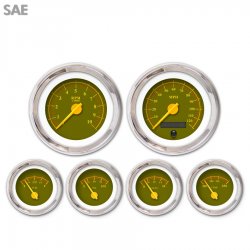 6 Ga. Set - SAE Omega Olive, Yellow Mod Nedl, Chrome Trm Rings Style Kit DIY - Part Number: GAR241ZEXRABCI