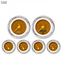 6 Ga. Set w/ emblem - SAE Omega Brown, Yellow Mod Nedl, Chrom Trm Rngs~ Kit DIY - Part Number: GAR243ZEARABCI