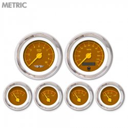 6 Ga. Set w/emblem-Metric Omega Brown, Yellow Mod Nedl, Chrom Trm Rngs~ Kit DIY - Part Number: GAR243ZMARABCI