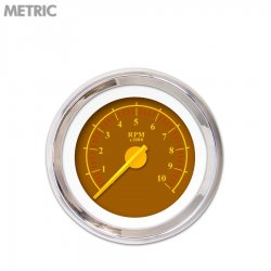 Tach Ga. - Omega Brown, Yellow Mod Needles, Chrome Trim Rings Style Kit DIY - Part Number: GAR243ZMXIABCI