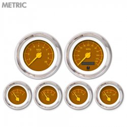 6 Ga. Set - Metric Omega Brown, Yellow Mod Nedl, Chrome Trm Rings~Style Kit DIY - Part Number: GAR243ZMXRABCI