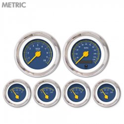 6 Ga. Set - Metric Omega Black, Yellow Mod Nedl, Chrome Trm Rings Style Kit DIY - Part Number: GAR244ZMXRABCI