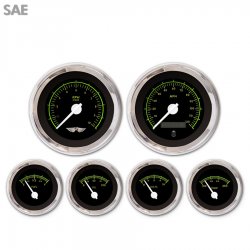 6 Ga. Set w/ emblem - SAE VX Black, Wht Mod Nedl, Chrome Trm Rings~Style Kit DIY - Part Number: GAR245ZEARABCD