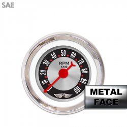 Tach Gauge w/ emblem - American Retro Rodder, Rd Classic Needles, Chrome Bezels - Part Number: GAR24ZEAIABBE