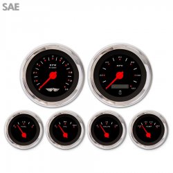 6 Ga. Set w/ emblem SAE Pegged Black, Rd Mod Nedl, Chrom Trm Rings~Style Kit DIY - Part Number: GAR251ZEARABCE