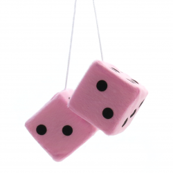 3" Light Pink Fuzzy Dice with Black Dots - Pair - Part Number: VPADICELPB