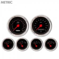 6 Ga. Set w/ emblem - Metric Pegged Black, Rd Mod Nedl, Chrom Trm Rngs~ Kit DIY - Part Number: GAR251ZMARABCE