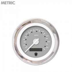 Speedo Ga. - Metric Pegged Grey, Wht Mod Nedl, Chrome Trm Rings Style Kit DIY - Part Number: GAR253ZMXHABCD