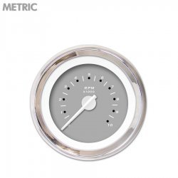 Tach Ga. - Pegged Grey, White Mod Needles, Chrome Trim Rings Style Kit DIY - Part Number: GAR253ZMXIABCD