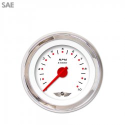 Tach Ga. w/ emblem - Pegged Wht, Rd Mod Nedl, Chrome Trm Rings Style Kit DIY - Part Number: GAR255ZEAIABCE
