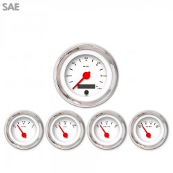 5 Ga. Set - SAE Pegged White, Rd Mod Needles, Chrome Trim Rings Style Kit DIY - Part Number: GAR255ZEXQABCE