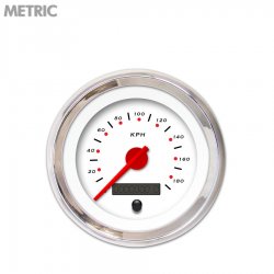 Speedo Ga. - Metric Pegged White, Rd Mod Nedl, Chrome Trm Rings Style Kit DIY - Part Number: GAR255ZMXHABCE