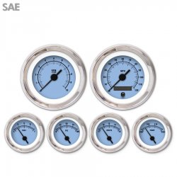 6 Ga. Set - SAE Rider Black, Black Vintage Nedl, Chrome Trm Rings Style Kit DIY - Part Number: GAR257ZEXRABAC