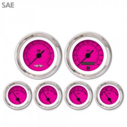 6 Ga. Set w/ emblem SAE Rider Pink, Black Vintage Nedl, Chrom Trm Rngs~ Kit DIY - Part Number: GAR259ZEARABAC