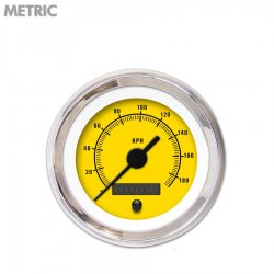 Speedo Ga. - Metric Rider Yellow, Black Vintage Nedl, Chrom Trm Rings~Style Kit - Part Number: GAR262ZMXHABAC