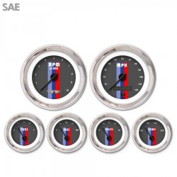 6 Ga. Set w/ebm-SAE Vintage Autobahn Dk Gry, Black Mod Nedl, Chrom Trm Rngs~Kit - Part Number: GAR263ZEARABCC